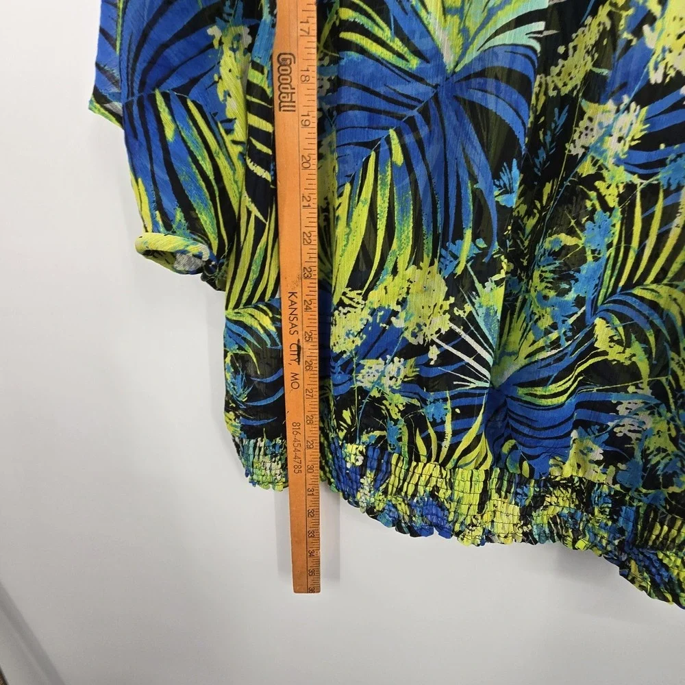 Lane Bryant Sheer‎ Poncho Style Top Womens Size 22/24 Leaf Pattern Green Flowy
